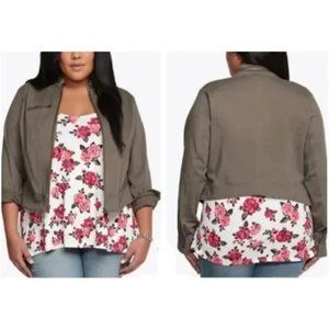 TORRID Women's Olive Army Green Military Moto Jacket 2